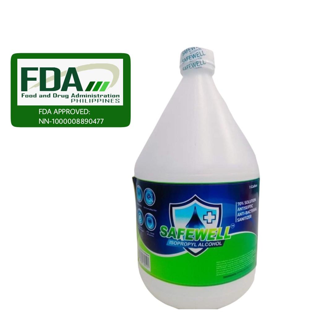 Safewell Isopropyl Alcohol (Category: Sanitizers & Disinfectants) located in San Fernando. Submitted by safewellpampofficial (Listing ID 1178452736, Image 1). Description: OPEN FOR: DISTRIBUTORS/WHOLESALERS/RESELLERS We are accepting Bulk Orders 100-200-300-400-500-1,000 Gallons!!! - DISINFECTANT - ANTI SEPTIC - ANTI BACTERIAL - HYPOALLERGENIC - WITH MOISTURIZER - SCENTED (Cucumber Melon, Biogen, Baby Powder, Irish spring) FDA APPROVED with CPN D
