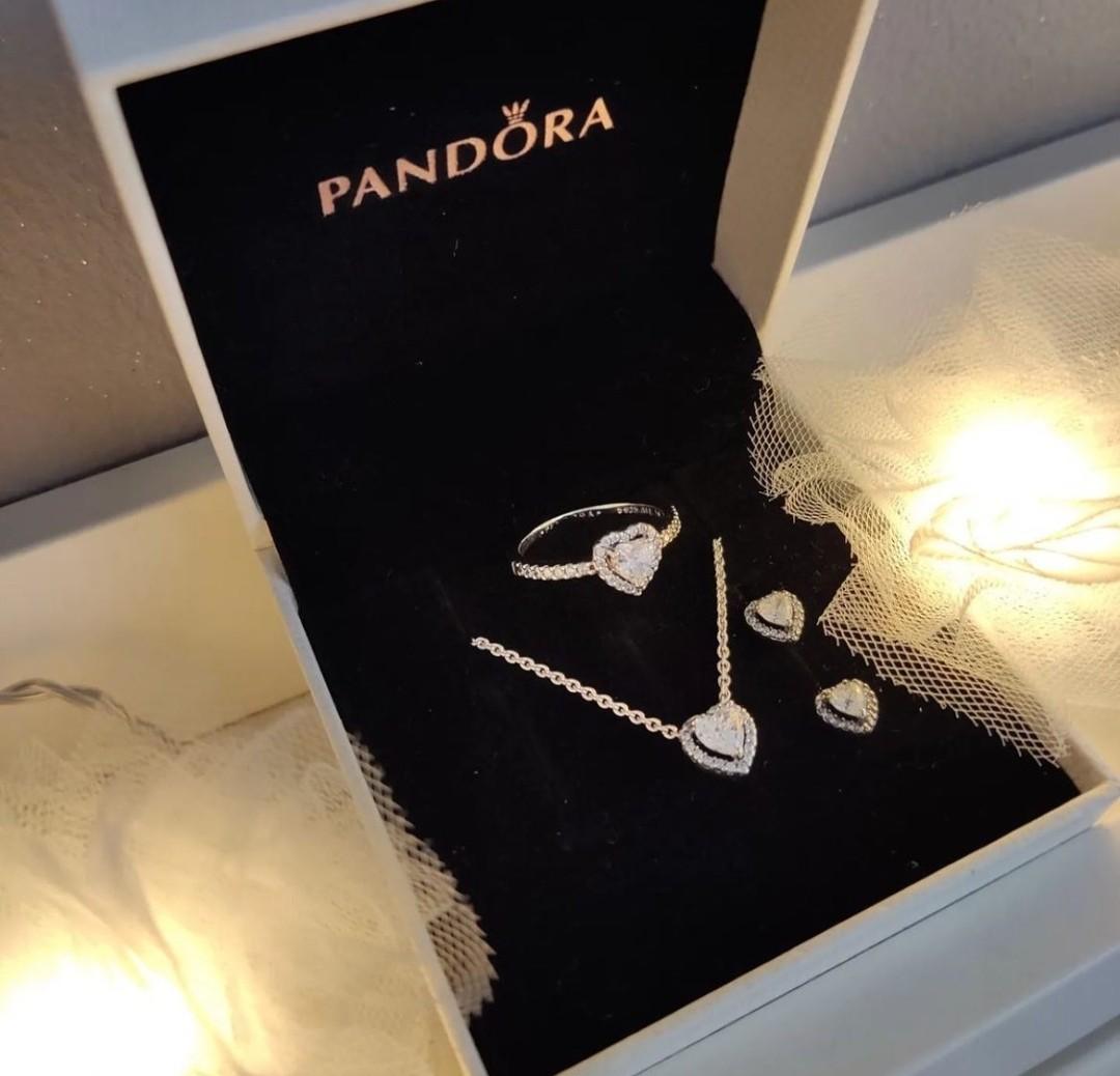SALE AUTH PANDORA ELEVATED HEART NECKLACE SET NECKLACE RING