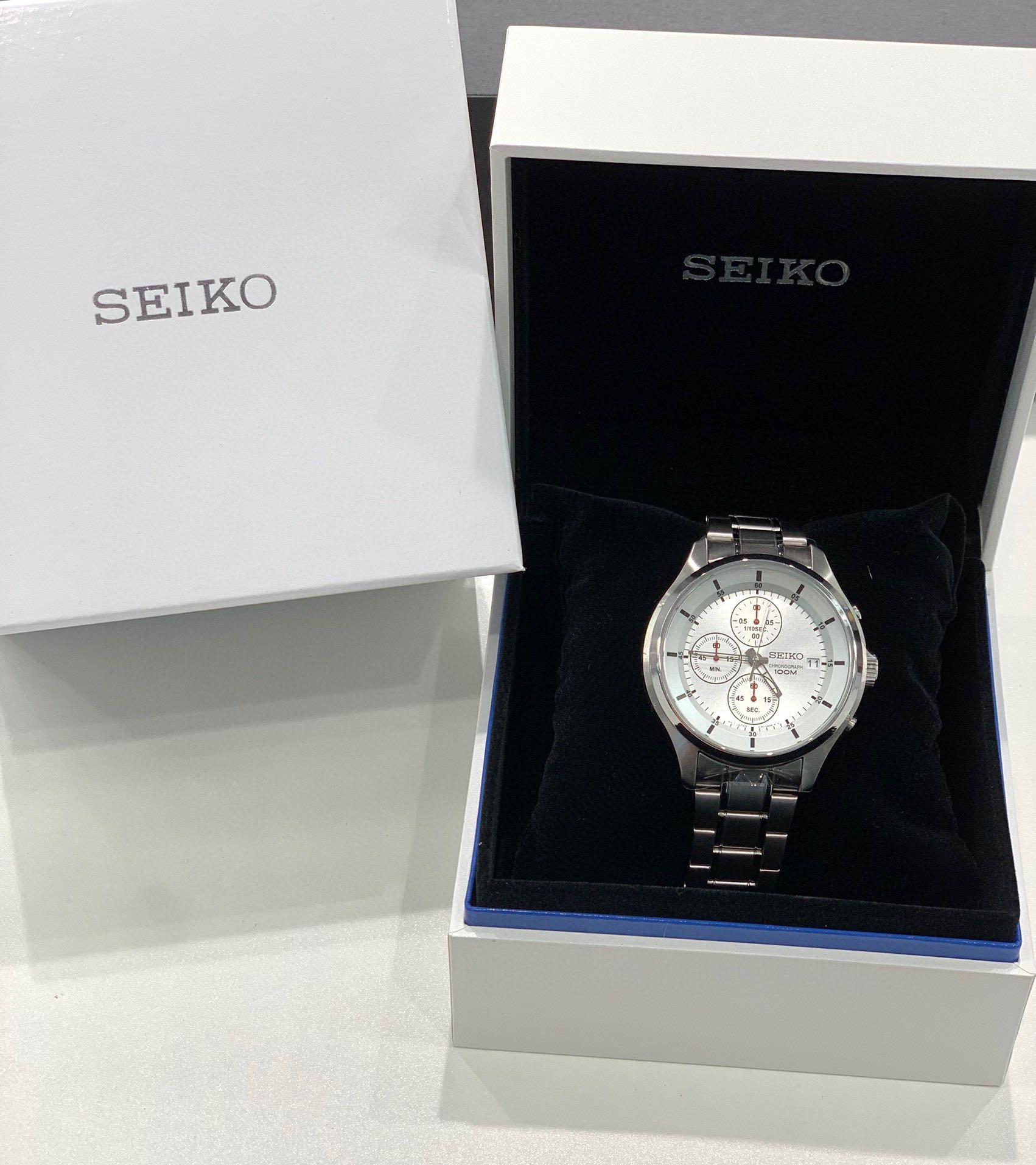 Seiko 精工SKS535P1 白面三圈計時石英鋼帶錶100米防水100%全新正品正貨