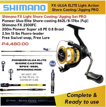 Shimano FX / SIENNA Ulua Elite Light Medium Light Shore Casting/Jigging PRO  Combo Set, Sports Equipment, Fishing on Carousell