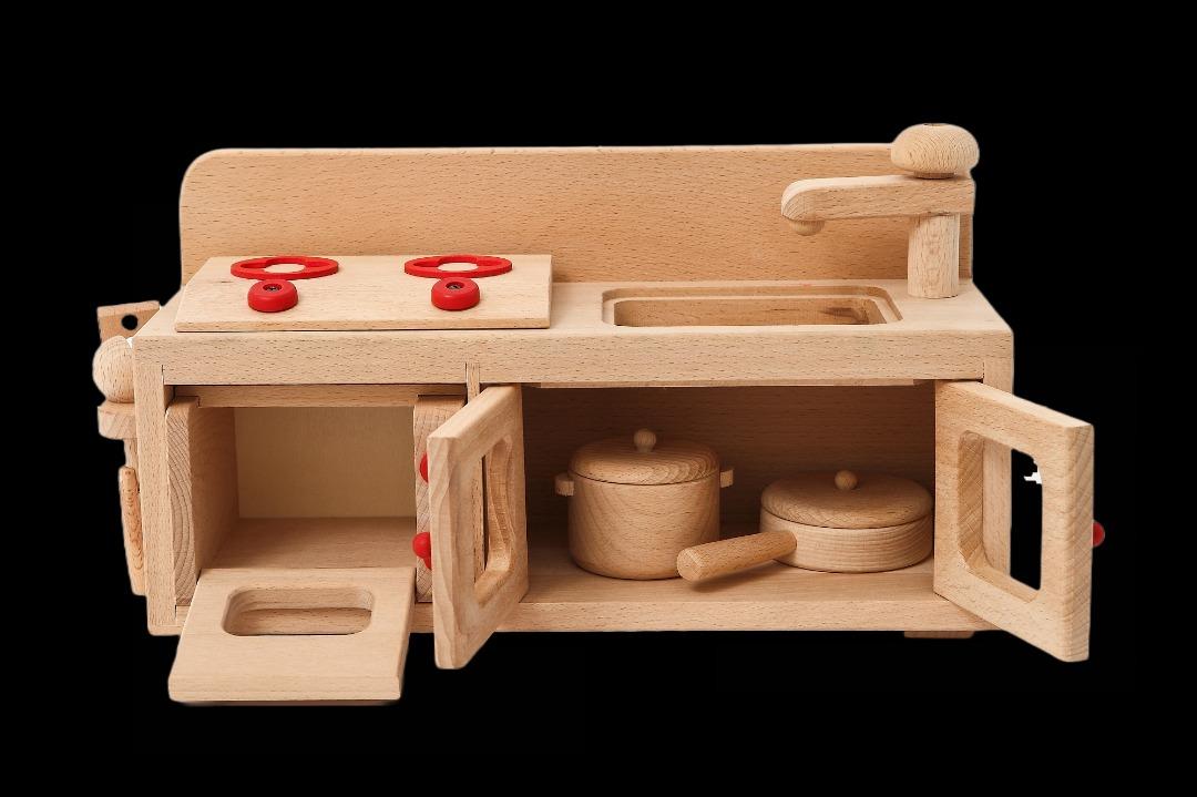 Small Japan Style Wooden Stove Cabinet Kitchen Playset Cooking