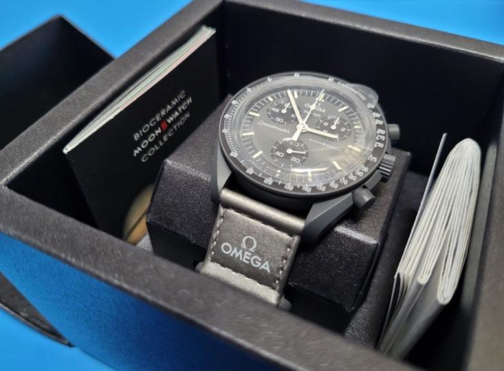 Swatch x Omega Mission to Mercury Black Grey Moon Watch - SO33A100