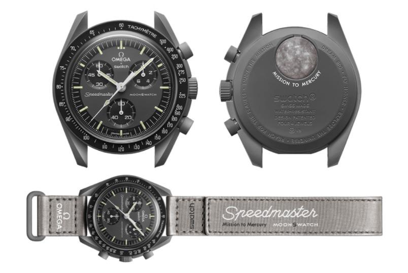 Swatch x Omega Mission to Mercury Black Grey Moon Watch - SO33A100