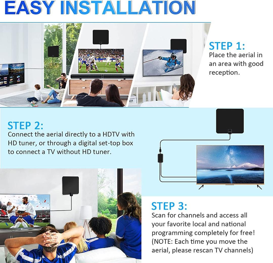 TV Aerial, Jubolion 2021 Latest Digital Indoor TV Aerials has Up to 200
