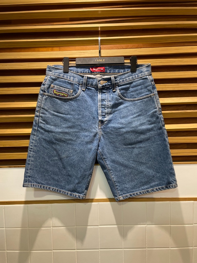 UNIQUE SUPREME X GONZ DENIM SHORTS LOGO