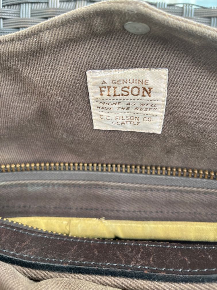 Used Filson Rugged Twill Briefcase Brown, Men's Fashion, Bags