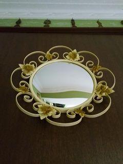 Vintage 1960s ornate foliate Convex Mirror