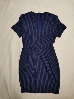 Zalora Navy Blue Pinstriped dress