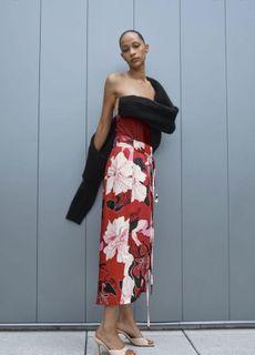 ZARA Floral Midi Skirt