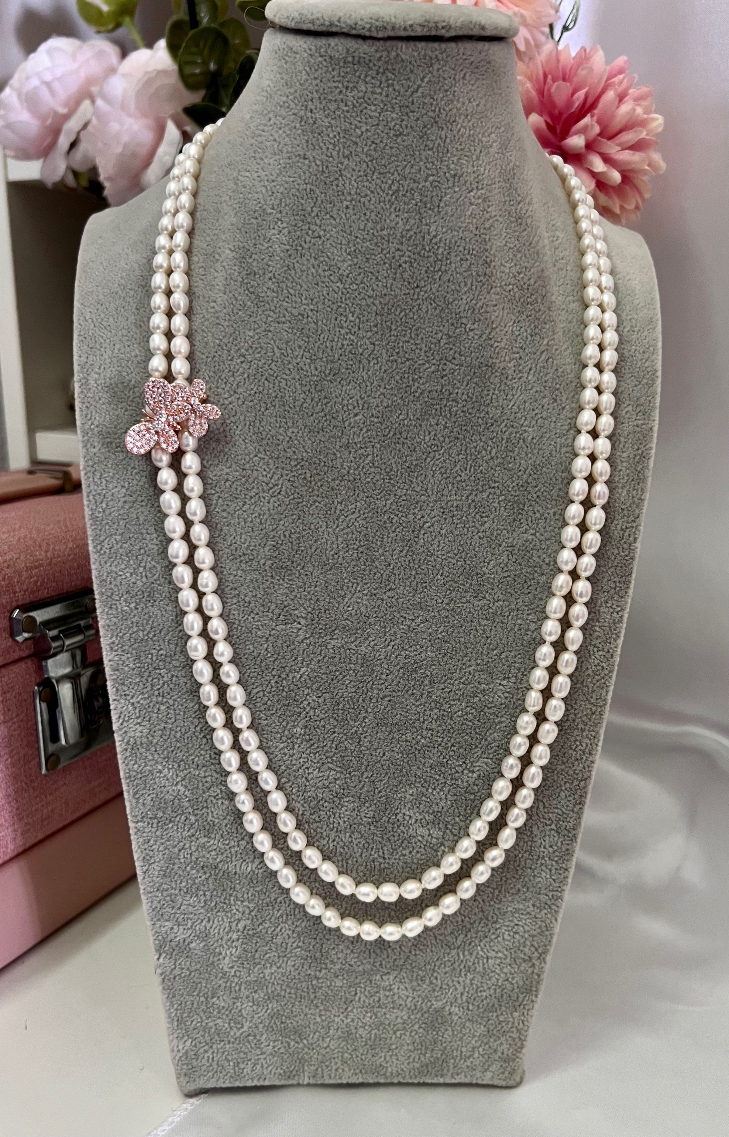 Freshwater rice pearl necklace sale