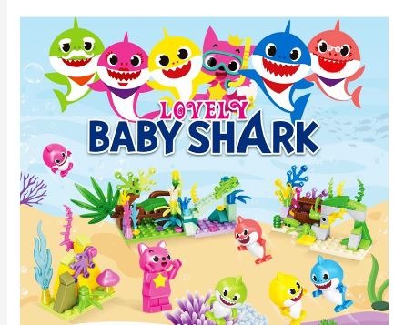 6 in 1 Box Baby Shark Blocks LEGO Compatible Building Blocks Children Day Gifts Birthday Present SZC0993
