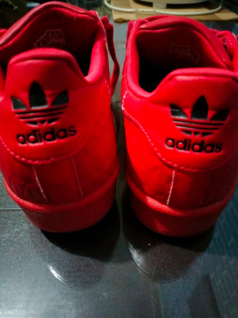 Adidas superstar plain best sale red