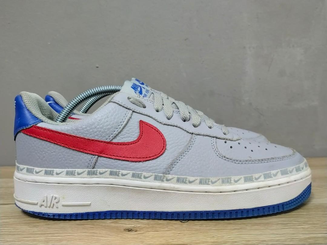 Nike Air Force 1 Low Overbranding Grey Blue Red Men s Fashion