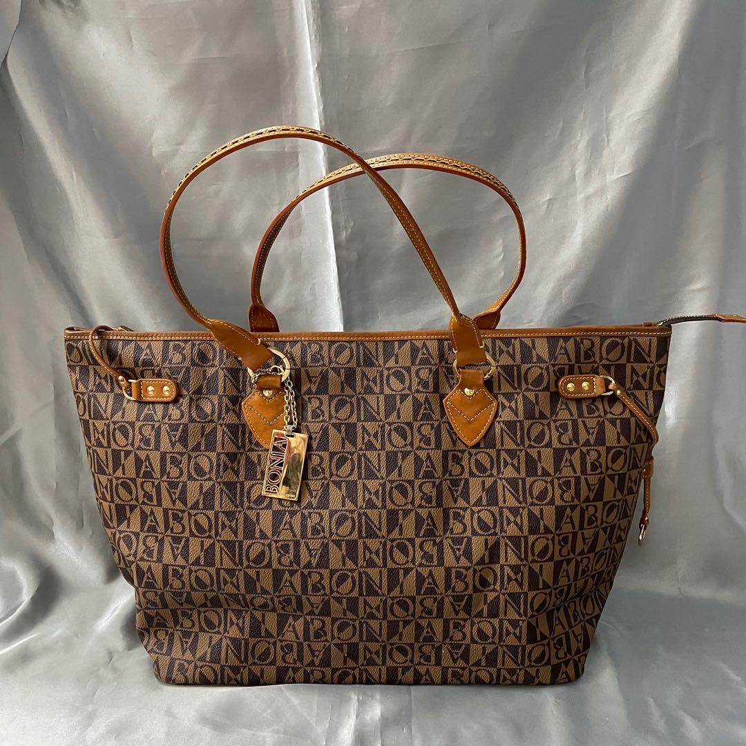 Authentic BONIA Monogram Leather Big Tote Bag, Luxury, Bags