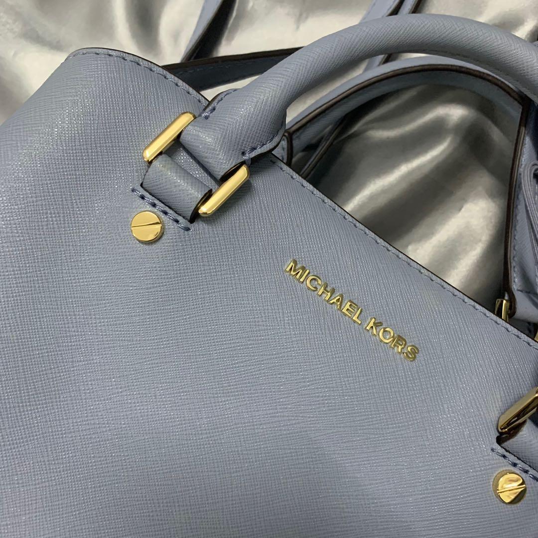 Michael Kors Savannah Small Blue Saffiano Leather Satchel Bag