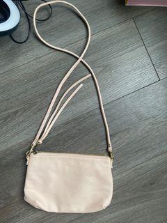 Baby pink shoulder bag purse with zip