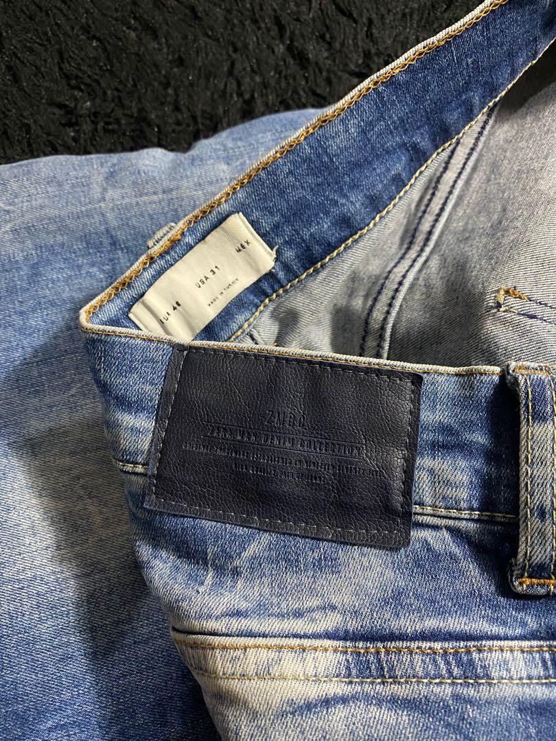 Bikers Jeans Ripped Zara Man, Fesyen Pria, Pakaian , Bawahan di Carousell