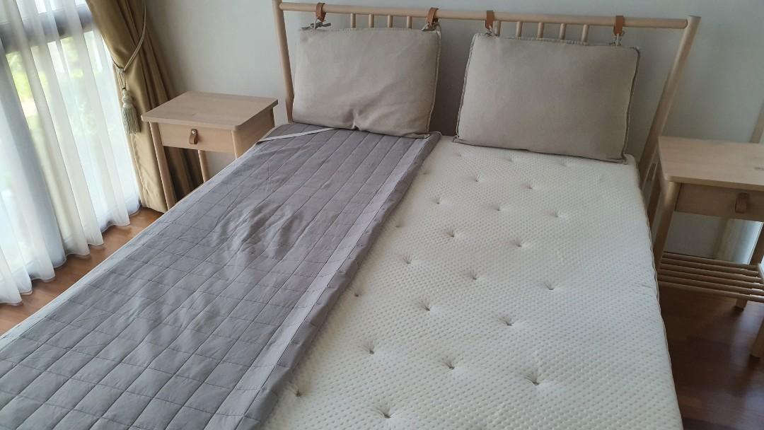 IKEA Bjorksnas Birch bed frame with HYLLESTAD Mattress / SUPER CLEAN
