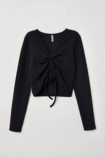 Black H&M Drawstring Crop Top
