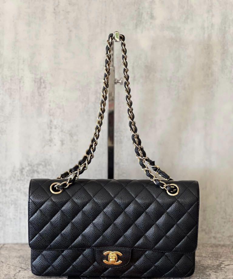 Chanel medium flap caviar gold hotsell hardware