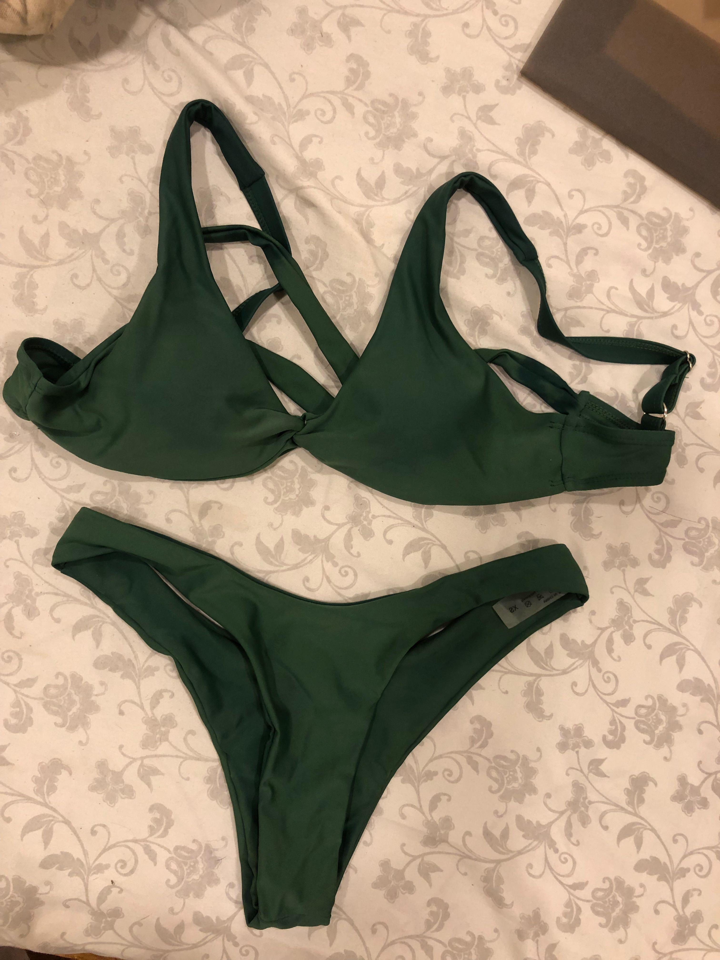 Dark Green Bikini HiCut, Women's Fashion, Swimwear, Bikinis & Swimsuits on Carousell