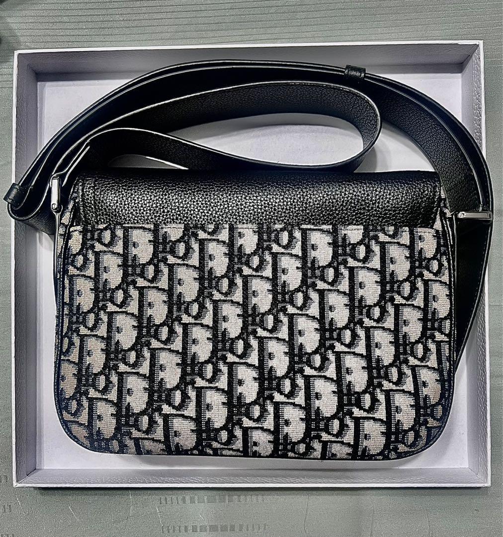 Christian Dior Ruthenium Grey Oblique Jacquard Canvas Saddle Bag Silver Hardware, 2022 (Very Good)