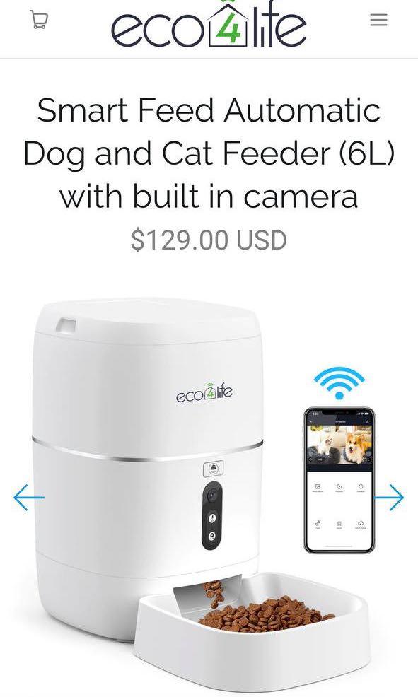 Dog and Cat Feeder with built in camera Eco4Life brand, Pet Supplies, Health & Grooming on Carousell