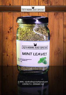 EJs Herbs and Spices MINT LEAVES 60g in Square Glass Jar (We have more than 100++ Spices in our Lazada and Shopee Store!!!)
