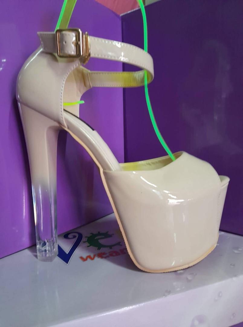 Elegant Chunky High Heels Venus Platform Runway Nude Beige Women s Fashion Footwear Heels on Carousell