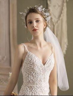 fabric flower decor bridal veil