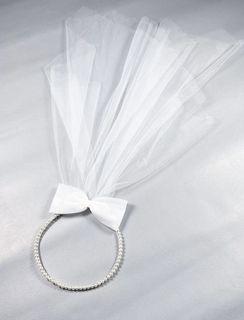 faux pearl & bow decor bridal veil