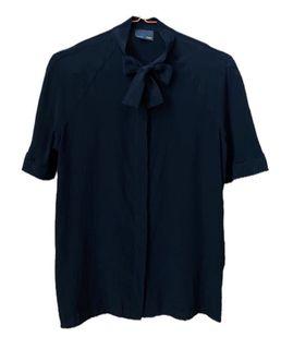 Fendi Black Bow Silk Blouse