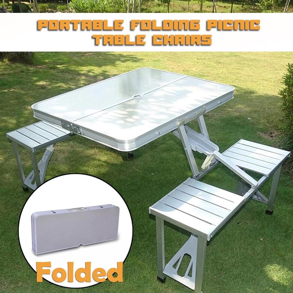 Foldable Picnic Table and Chair Set Table folded Multipurpose