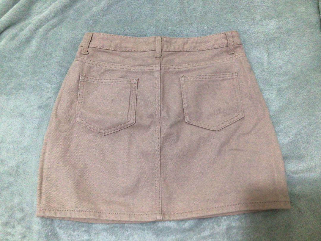 Pink denim skirt forever 21 sales
