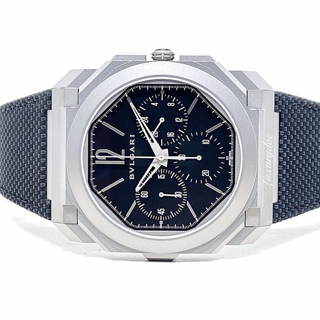 FS.BNIB BVLGARI OCTO FINISSIMO AUTOMATIC CHRONOGRAPH GMT TITANIUM BLACK DIAL 42MM WATCH 103371