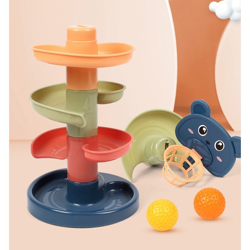 Fun Stacking Track Sliding Ball Toys - 5-Tier Tower Rolling Ball Toy ...