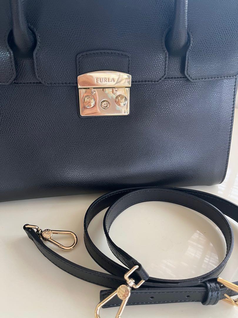 Furla black satchel best sale