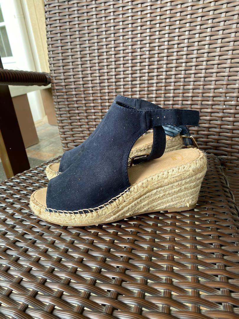 Gap Black Suede Espadrille Wedges Women s Fashion Footwear
