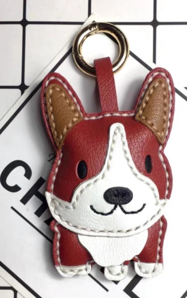 French bulldog leather keychain best sale