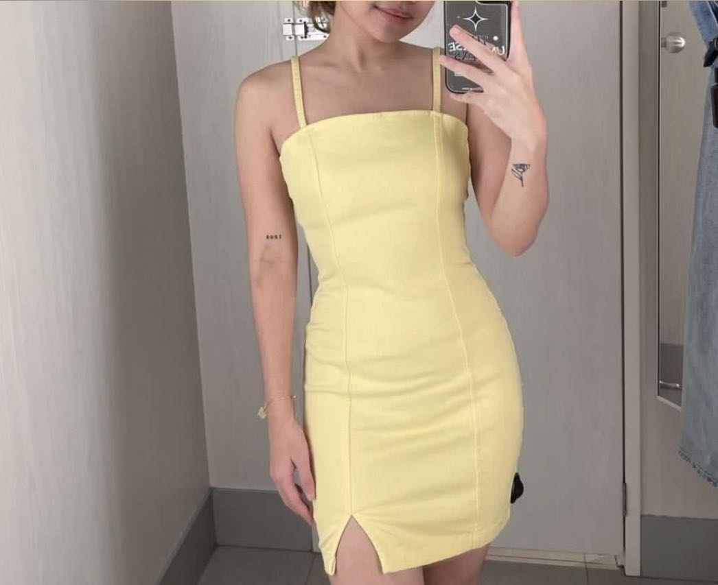 Yellow denim dress h&m sale