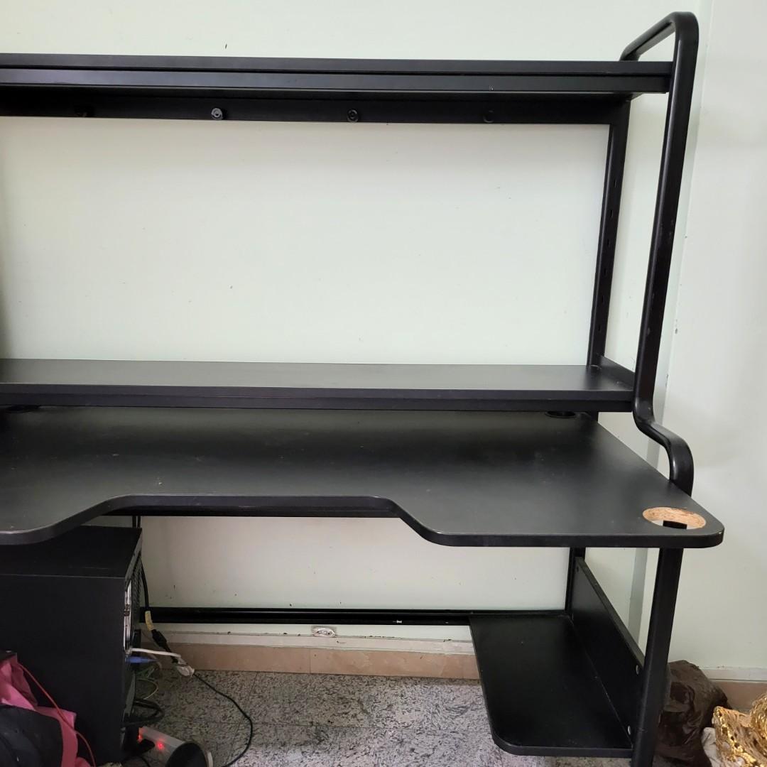 Ikea Fredde computer / gaming / study table desk. Black wood with shelf