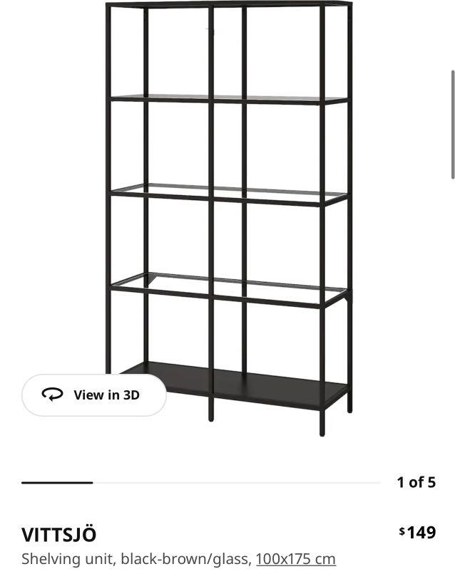 Ikea Glass Display Shelf x2 with LED light, Furniture & Home Living, Furniture, Shelves