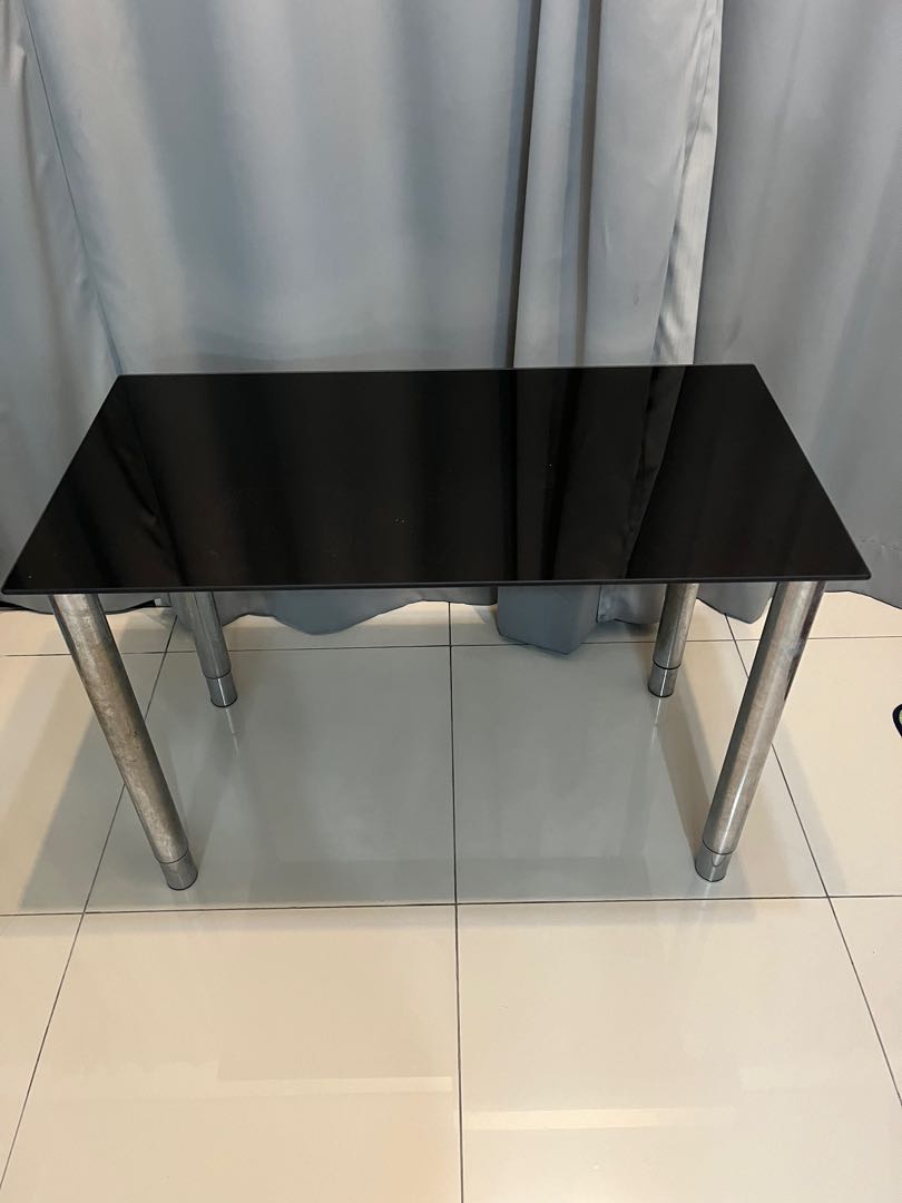 Ikea glass table, with adjustable legs rm50, Furniture & Home Living