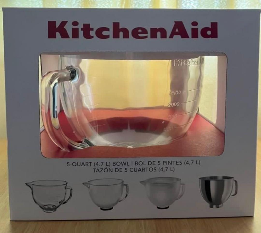 Glass Mixer Bowl for Kitchenaid 4.5-5QT Tilt-Head Stand Mixer, 5 Quart Glass  Bowl with Refrigerator & DishMeasurement Markings
