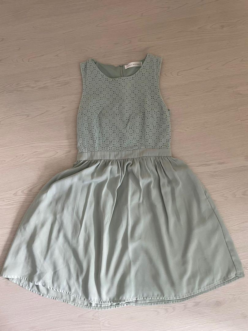 LAB sage green eyelet dress, Women's Fashion, Dresses & Sets, Dresses