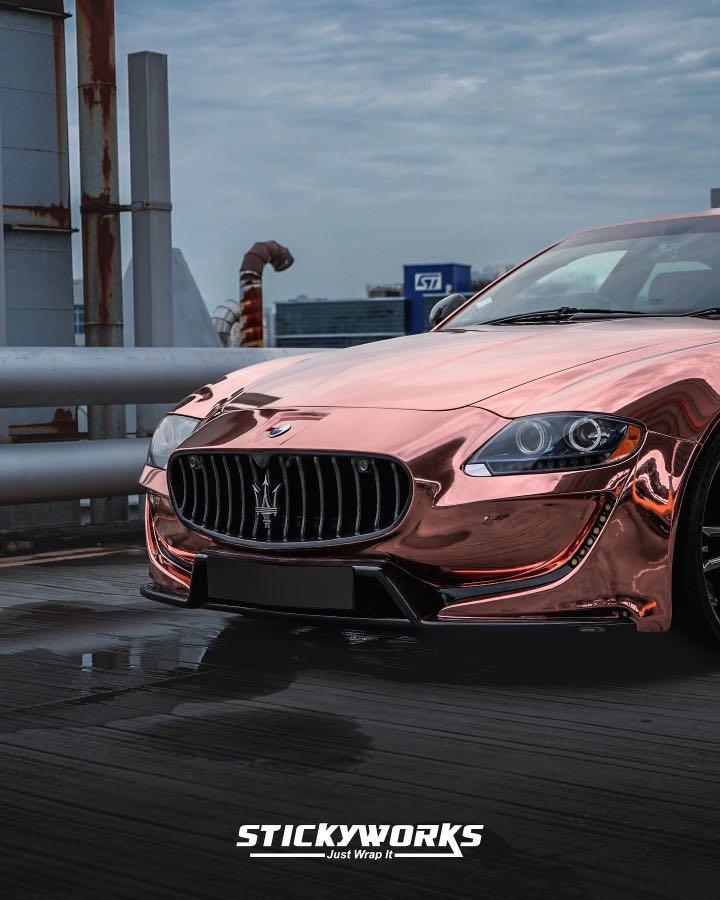 Maserati quartoporte full wrap in rose gold chrome Car