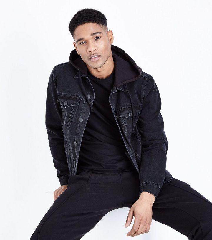 Jersey hood denim hot sale jacket