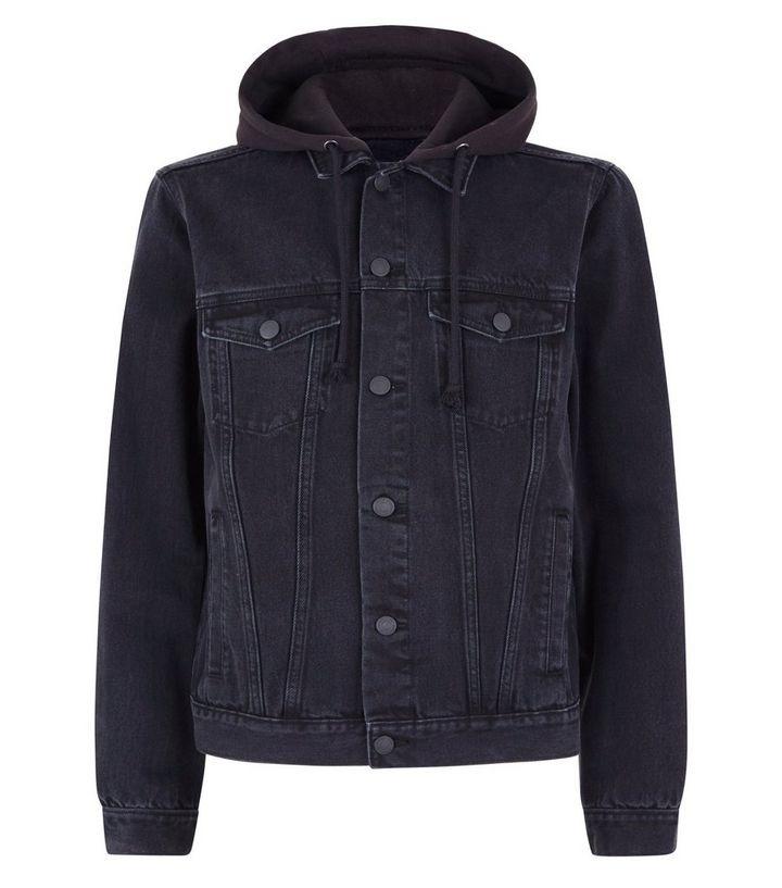 Jersey hood deals denim jacket