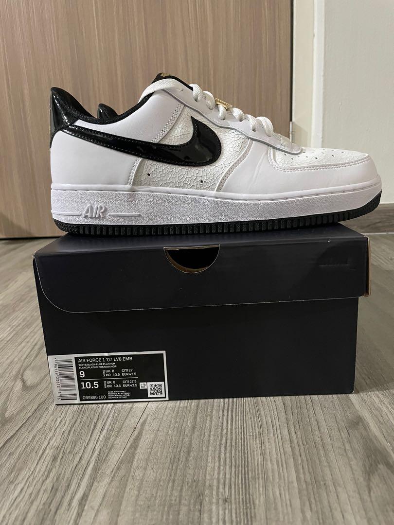 NIKE AIR FORCE 1 '07 LV8 WORLD CHAMP WHITE BLACK DR9866-100 US 14