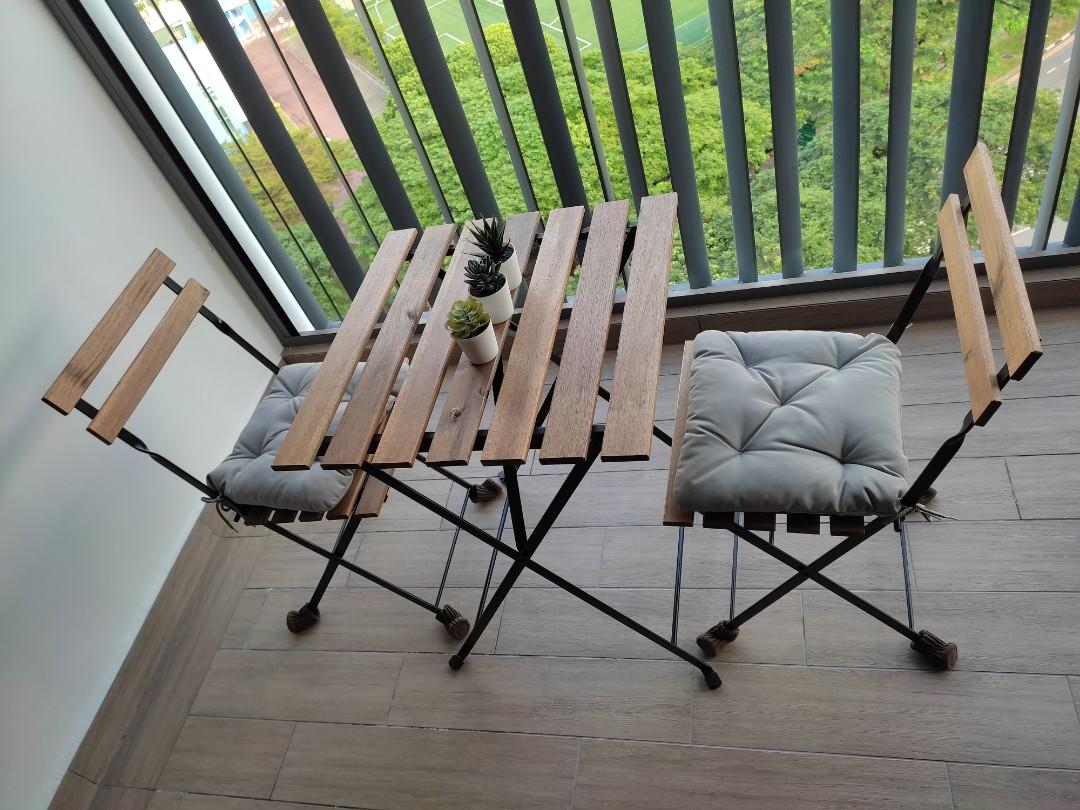 Outdoor table and 2 chairs set (from IKEA,.waterproof brown wood